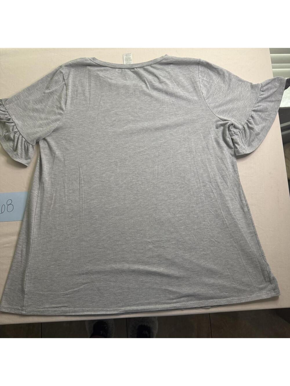 West Loop Extra Large Gray Ruffle Sleeve Top - Picture 4 of 4